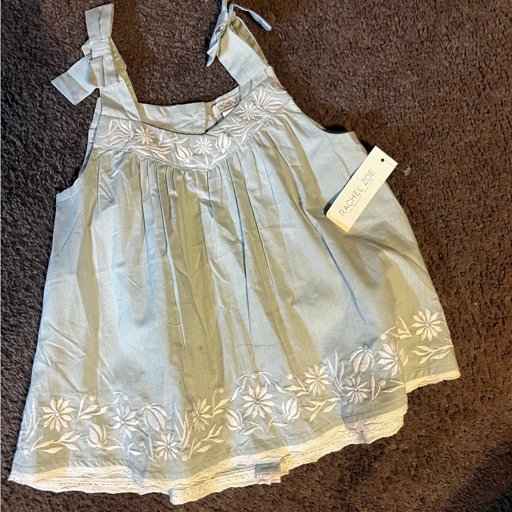 Rachel Zoe Light Blue Kids Blouse with White Floral Design